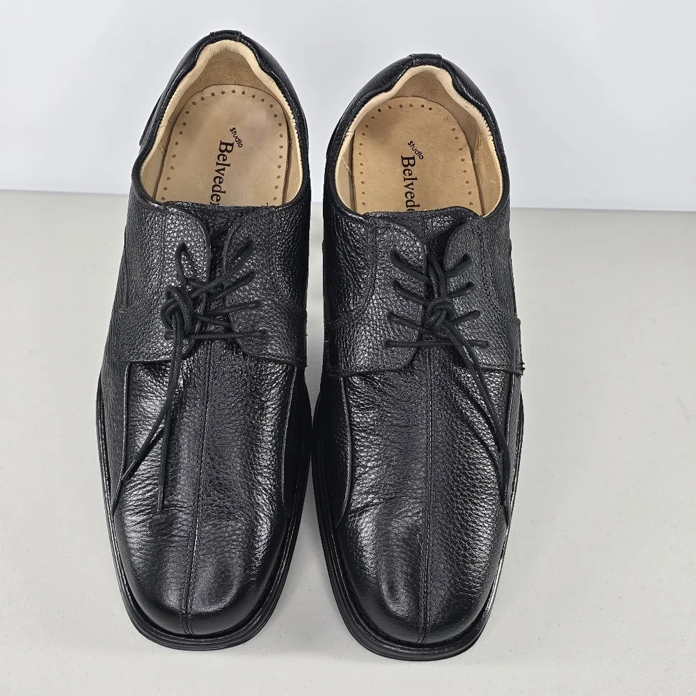 Men’s Studio Belvedere Bay Bridge Black Leather Dress Shoes 11 EEE XW Extra Wide